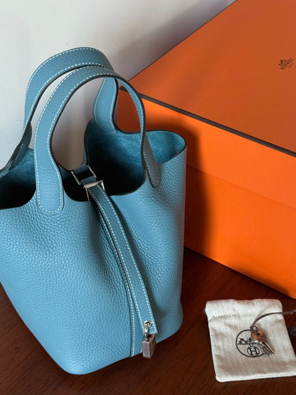 Hermès | Picotin 18 牛仔藍 銀釦