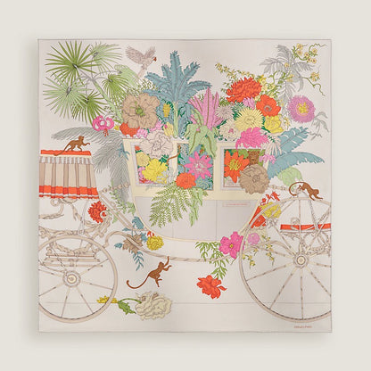 Hermès | 絲巾90 La Nature en Voyage 馬車誤闖植物秘境