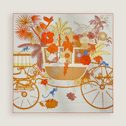 Hermès | 絲巾90 La Nature en Voyage 馬車誤闖植物秘境