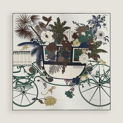Hermès | 絲巾90 La Nature en Voyage 馬車誤闖植物秘境