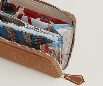 Hermès | 絲巾長夾 金棕色 x 皇家馬術內裡