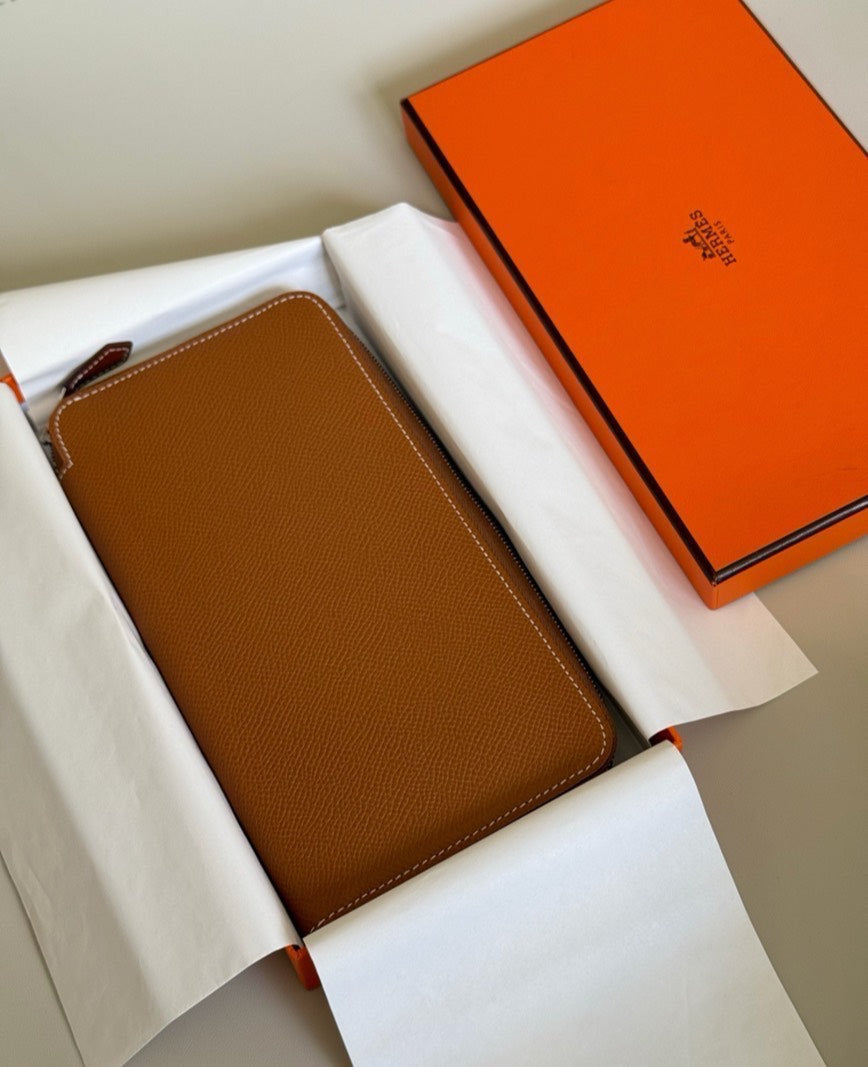 Hermès | 絲巾長夾 金棕色 x 皇家馬術內裡