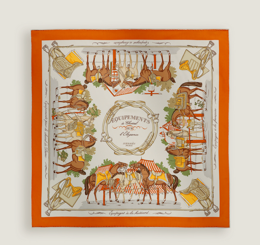 Hermès | 70 絲巾 優雅的馬具 經典橘
