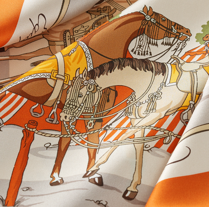 Hermès | 70 絲巾 優雅的馬具 經典橘